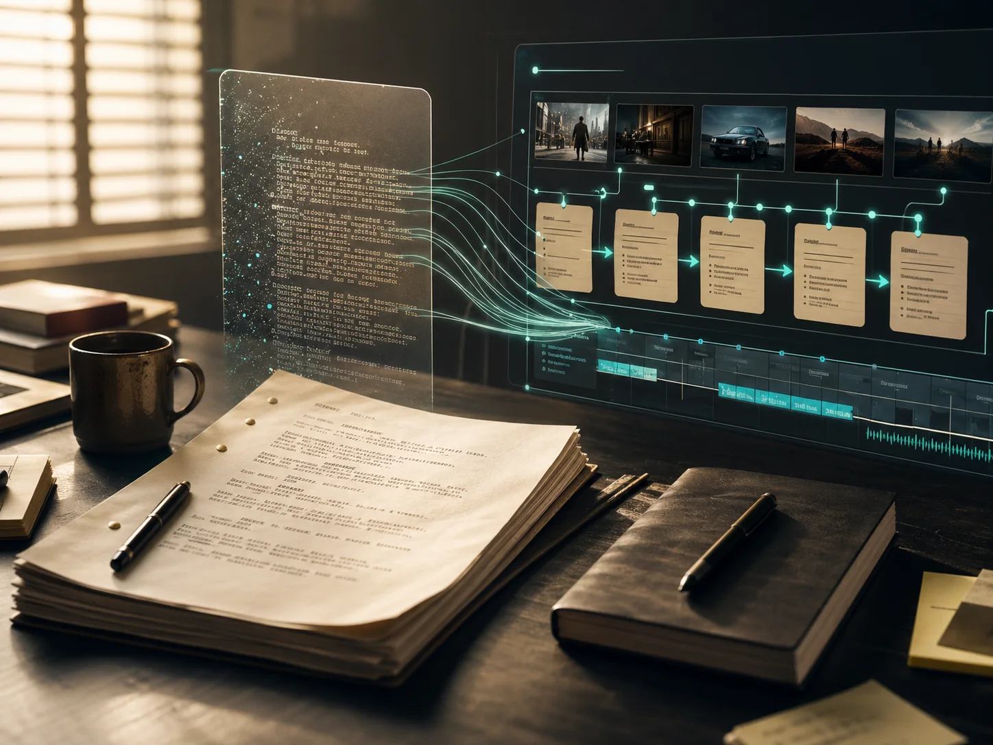 대본이 제작 워크플로우로 변환되는 화면